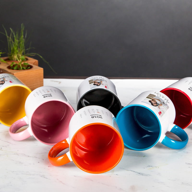 Fotoğraf Baskılı Takvim Tasarımlı 2'li Renkli Kupa Seti