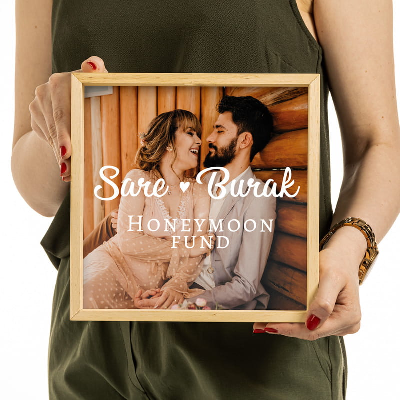 Honeymoon Tasarımlı Ahşap Birikim Kumbarası