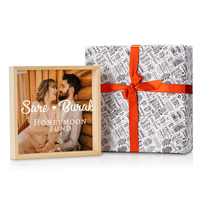 Honeymoon Tasarımlı Ahşap Birikim Kumbarası