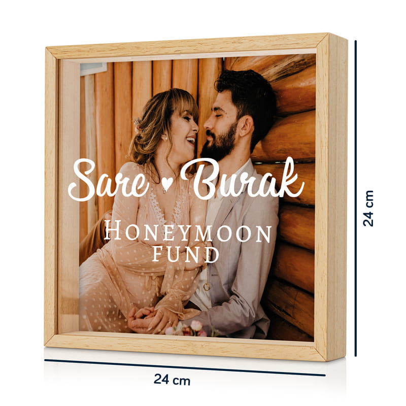 Honeymoon Tasarımlı Ahşap Birikim Kumbarası