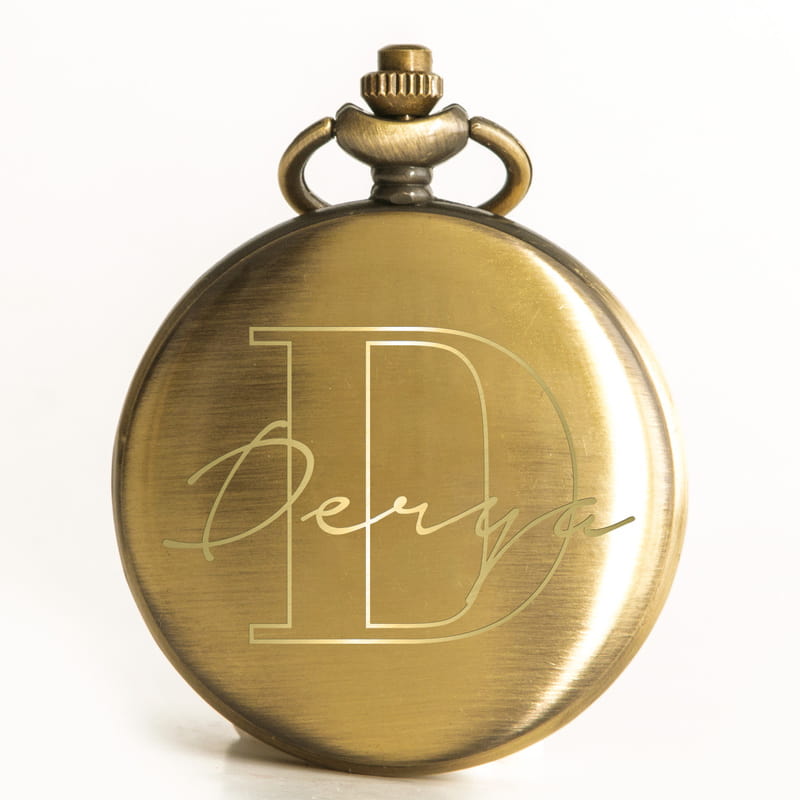 İsim ve Harf Tasarımlı Vintage Köstekli Cep Saati