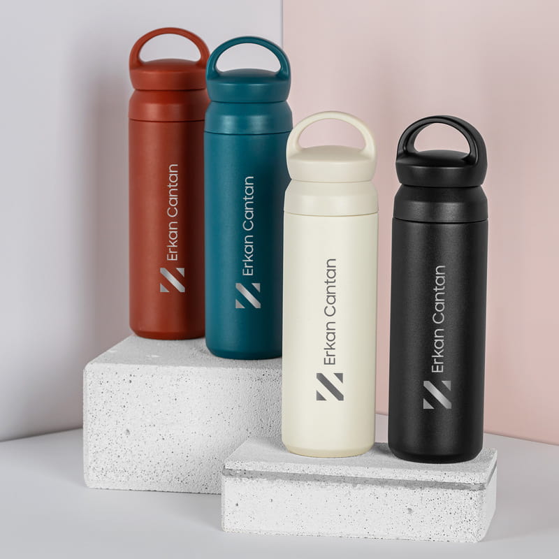 İsim Yazılı Kurumsal Termos - Renkli Çelik Termos Matara
