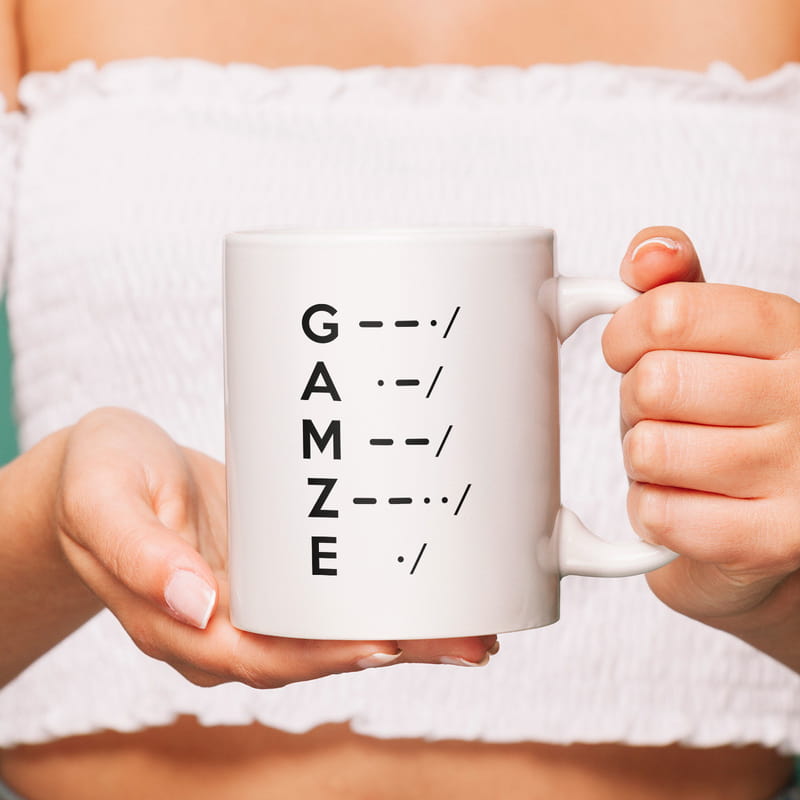 İsim Yazılı Mors Alfabesi Tasarımlı Porselen Kupa