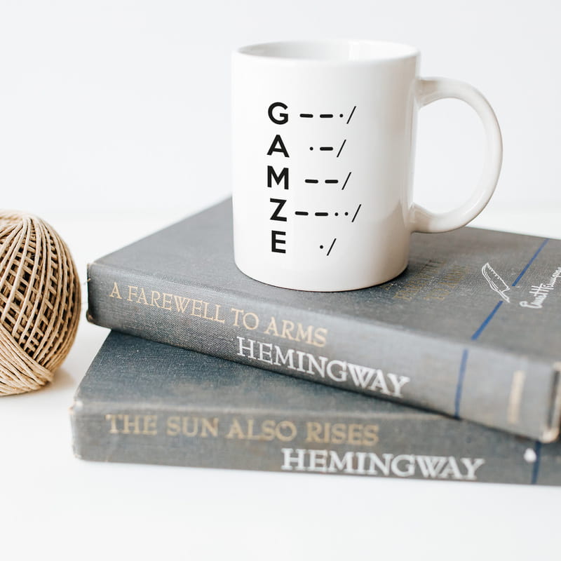 İsim Yazılı Mors Alfabesi Tasarımlı Porselen Kupa