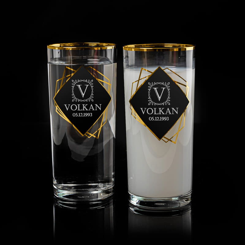 İsme Özel Altın Varaklı Karaflı Rakı Seti