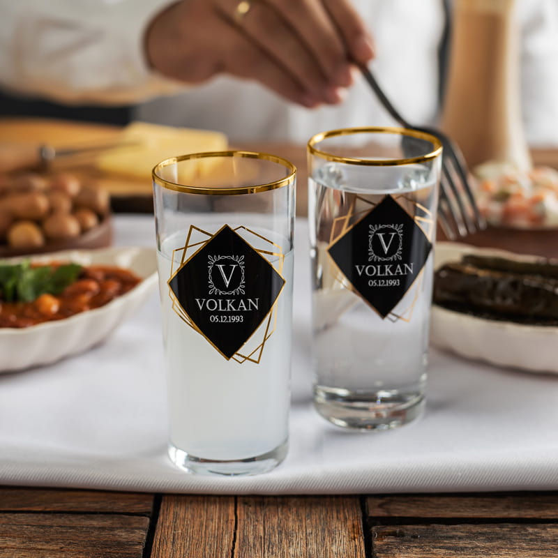 İsme Özel Altın Varaklı Karaflı Rakı Seti
