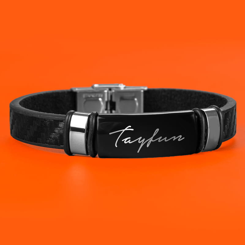 İsme Özel İmza Tasarımlı Deri Bileklik