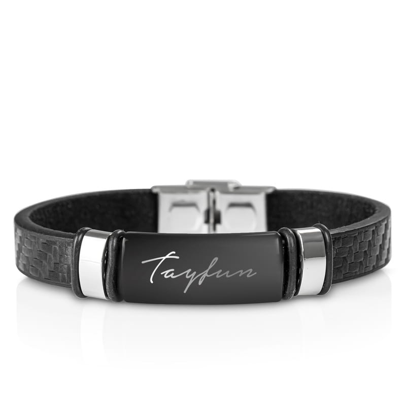 İsme Özel İmza Tasarımlı Deri Bileklik