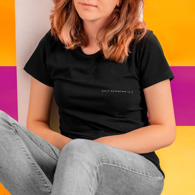 İsme Özel Mors Alfabesi Tasarımlı Baskılı Tişört