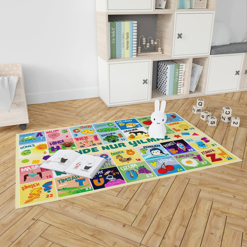 İsme Özel Türkçe Kelime Öğretici Oyun Matı - Bebek Oyun Halısı