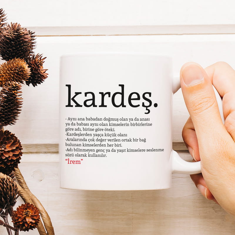 Kardeş Kelime Anlamlı İsme Özel Kupa