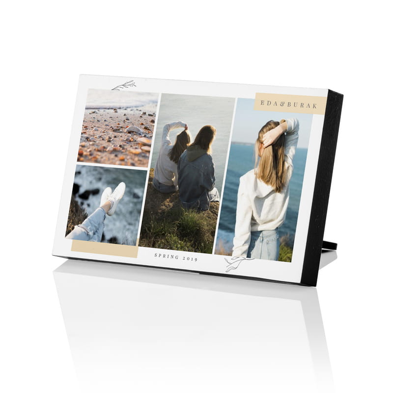 Kişiye Özel 4 Fotoğraf Kolajlı Minimal Ahşap Çerçeve