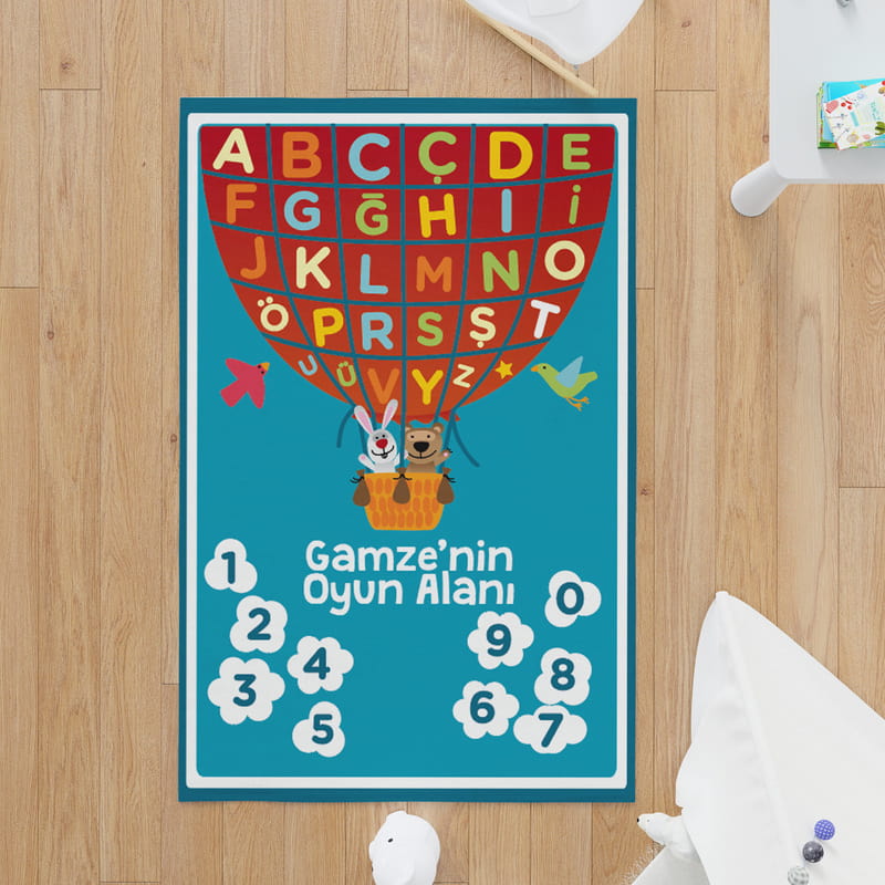 Kişiye Özel Alfabe Tasarımlı Bebek Oyun Matı - Bebek Oyun Halısı