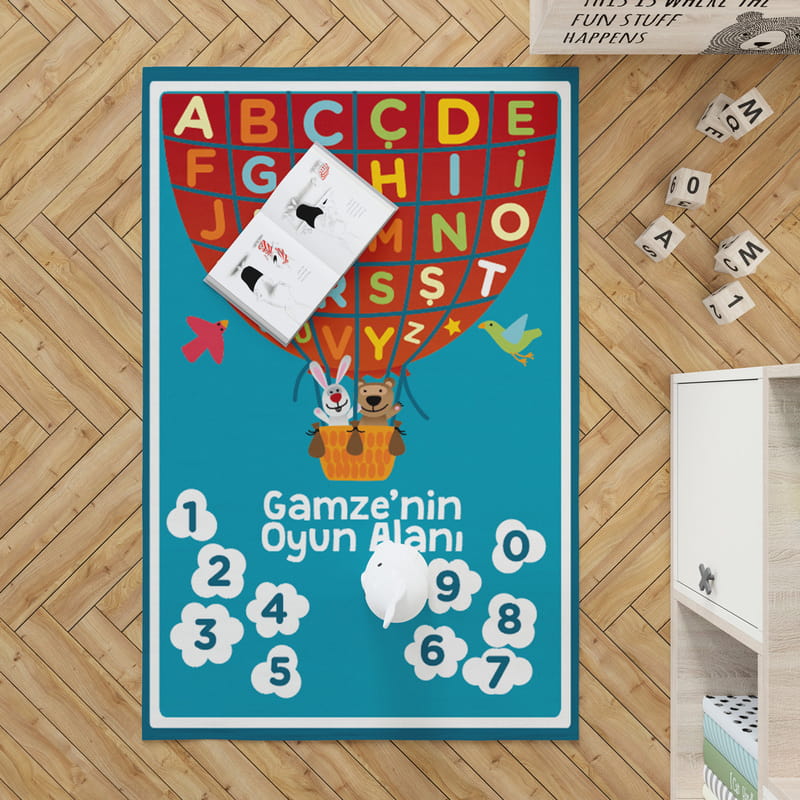 Kişiye Özel Alfabe Tasarımlı Bebek Oyun Matı - Bebek Oyun Halısı