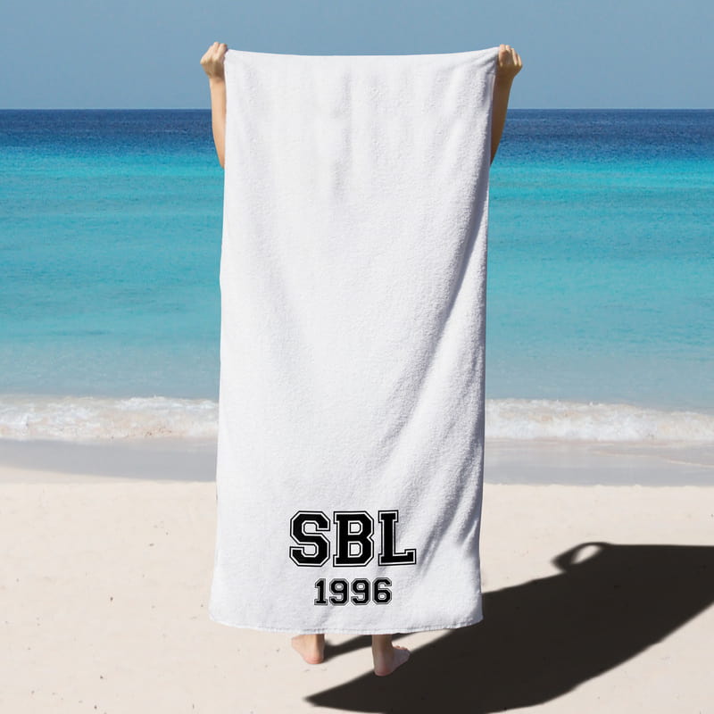 Kişiye Özel Baş Harf ve Tarih Yazılı Plaj Havlusu