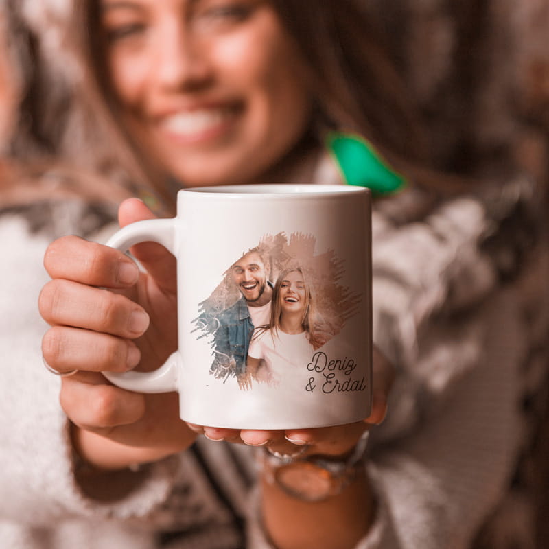 Kişiye Özel Kalp Efektli Fotoğraf Baskılı Kupa