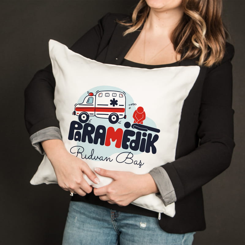 Kişiye Özel Paramedik Tasarımlı Kırlent Yastık