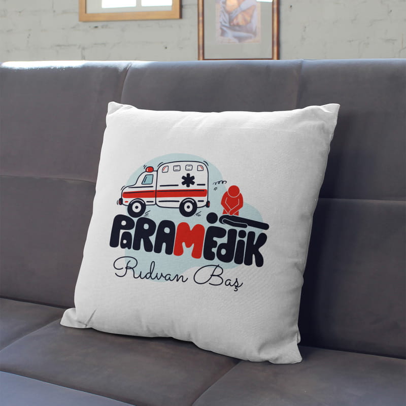 Kişiye Özel Paramedik Tasarımlı Kırlent Yastık
