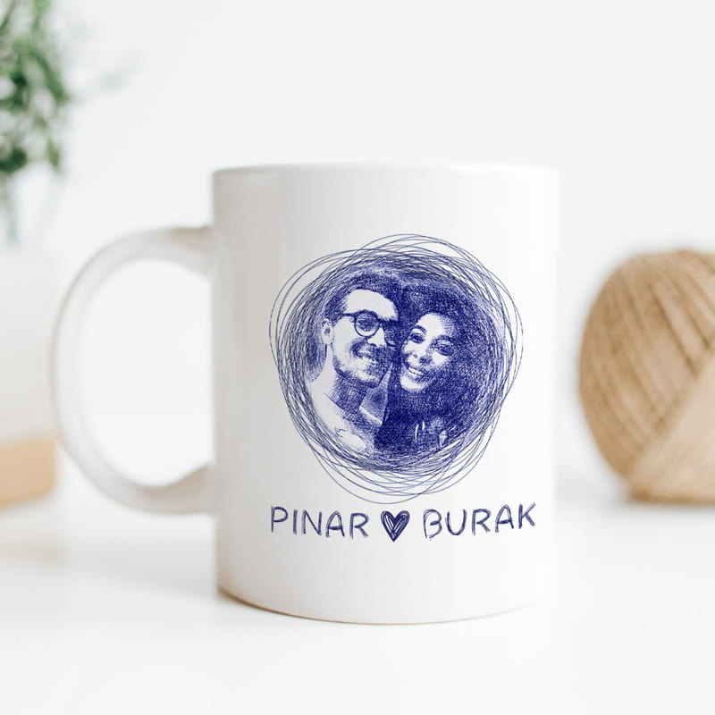 Kişiye Özel Tükenmez Kalem Efektli Porselen Kupa