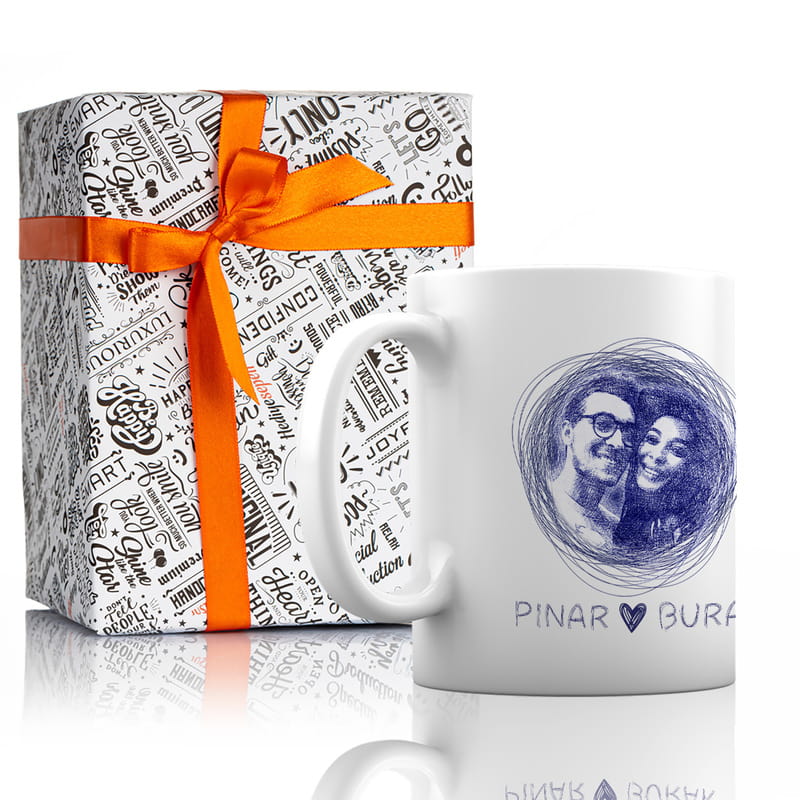 Kişiye Özel Tükenmez Kalem Efektli Porselen Kupa