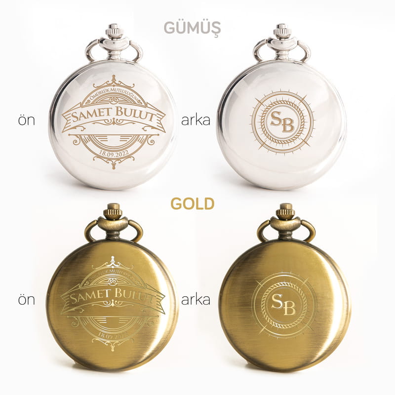 Kişiye Özel Vintage Tasarımlı Köstekli Cep Saati