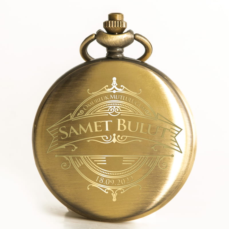 Kişiye Özel Vintage Tasarımlı Köstekli Cep Saati