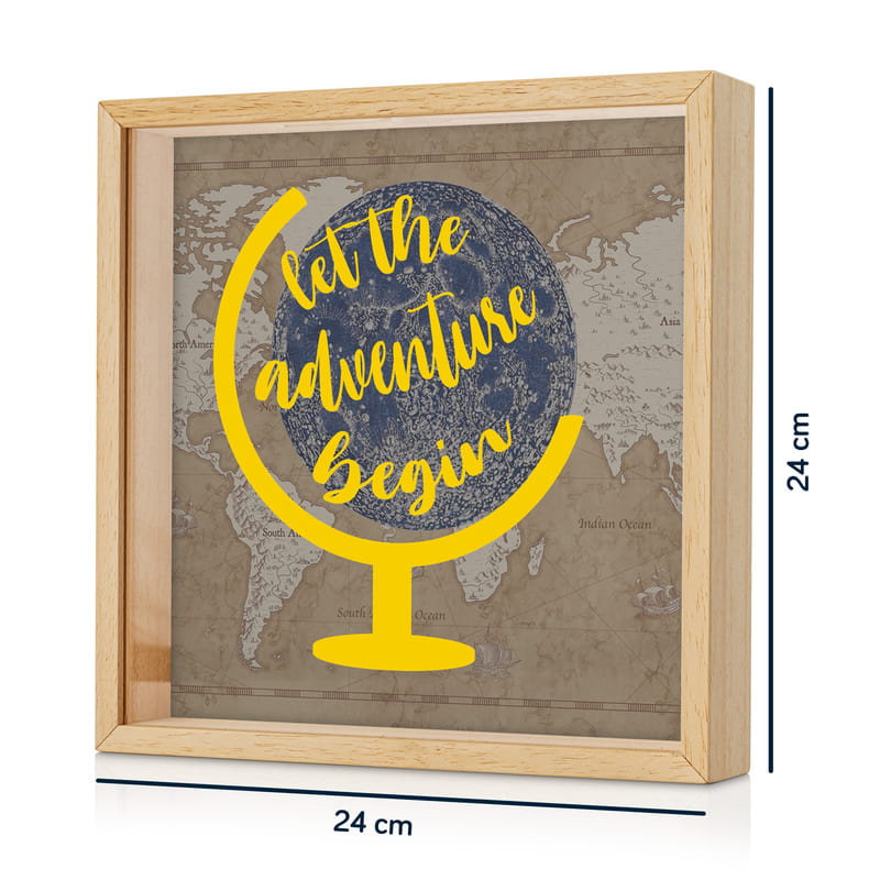 Let the Adventure Begin Tasarımlı Ahşap Kumbara