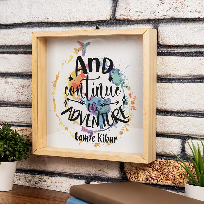 Maceraya Devam Tasarımlı Ahşap Bilet Koleksiyon Kutusu