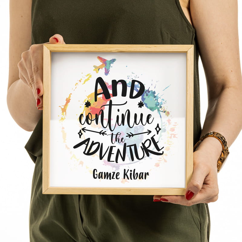 Maceraya Devam Tasarımlı Ahşap Bilet Koleksiyon Kutusu