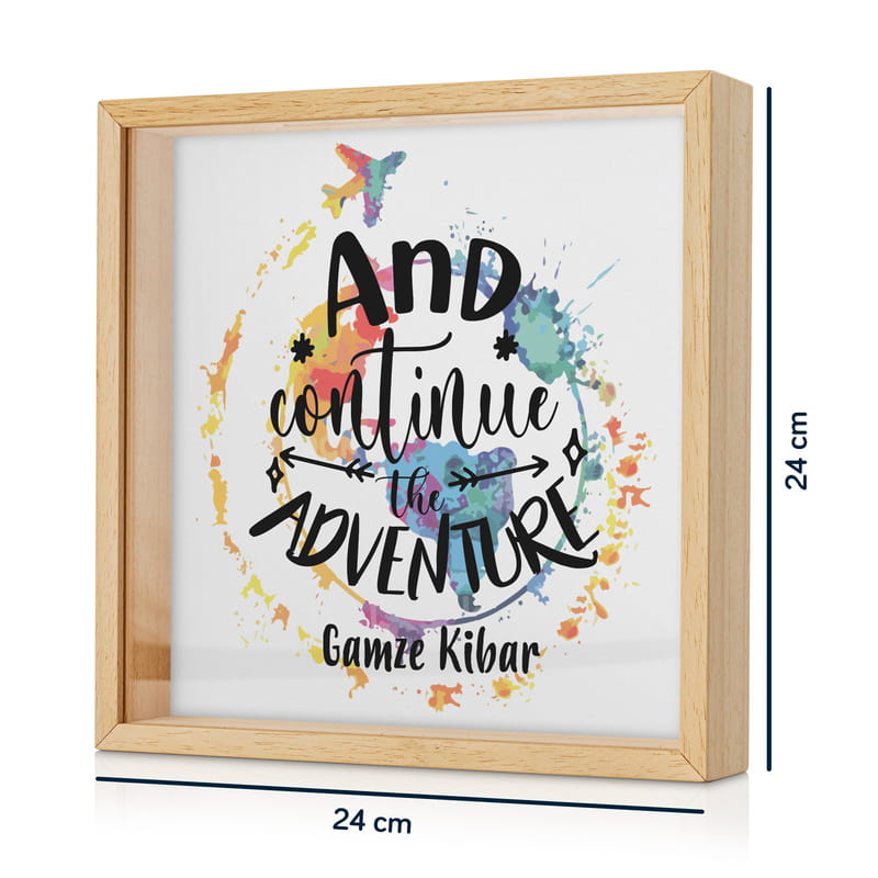 Maceraya Devam Tasarımlı Ahşap Bilet Koleksiyon Kutusu