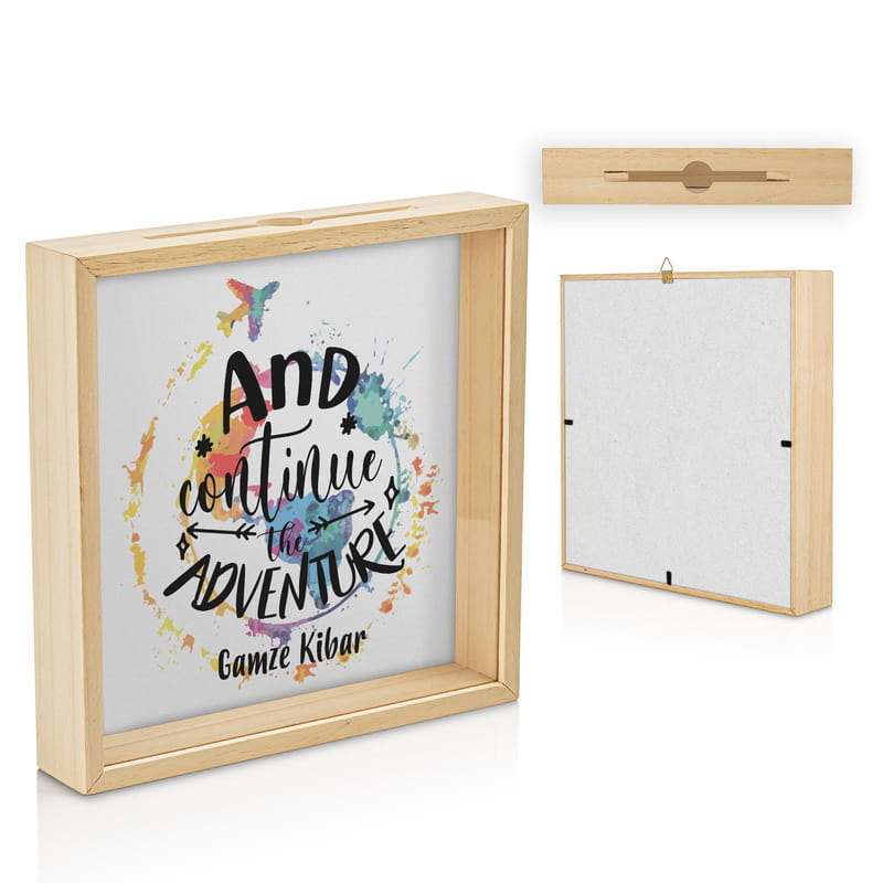 Maceraya Devam Tasarımlı Ahşap Bilet Koleksiyon Kutusu