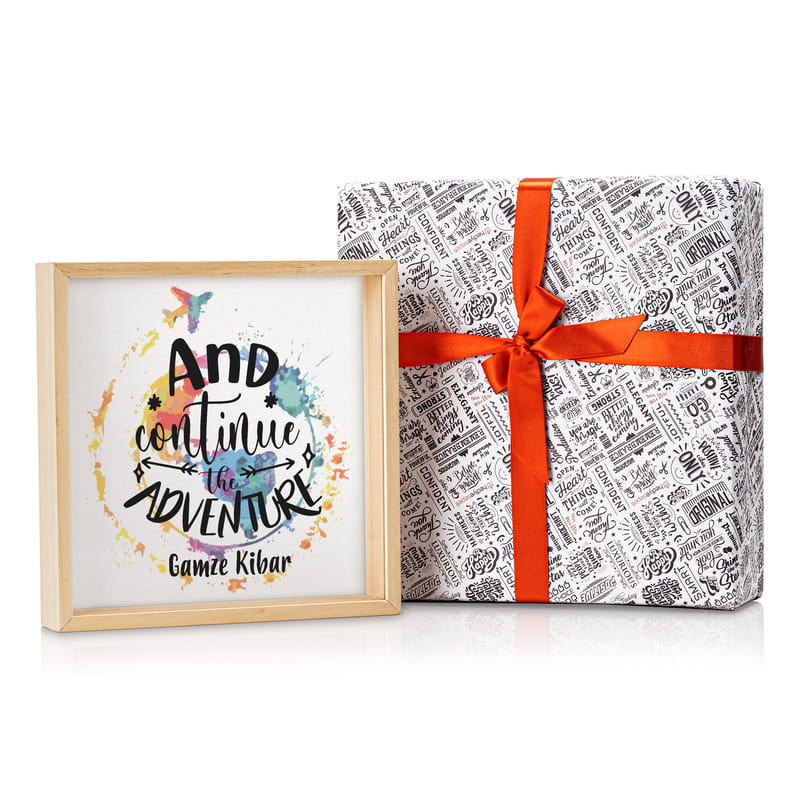 Maceraya Devam Tasarımlı Ahşap Bilet Koleksiyon Kutusu