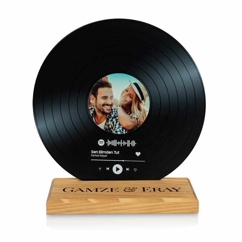 Masif Ahşap Kaideli Kişiye Özel Spotify Plak