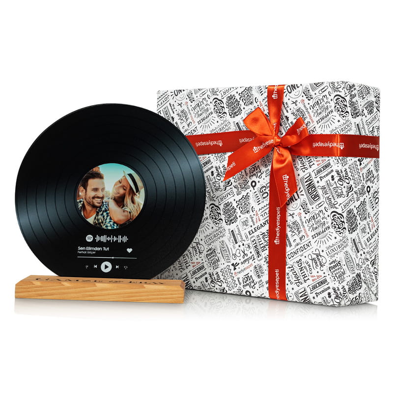 Masif Ahşap Kaideli Kişiye Özel Spotify Plak