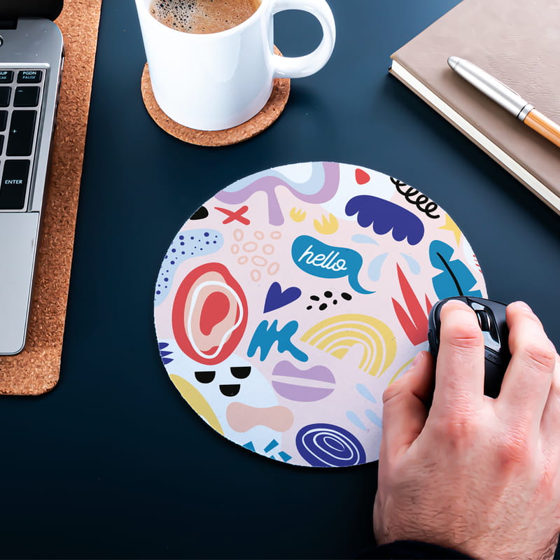 Minimal Renkli Tasarımlı Yuvarlak Mouse Pad
