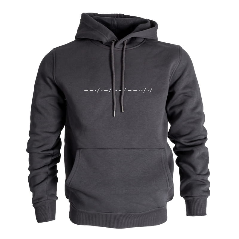 Mors Alfabesi Tasarımlı İsim Baskılı Kapşonlu Sweatshirt