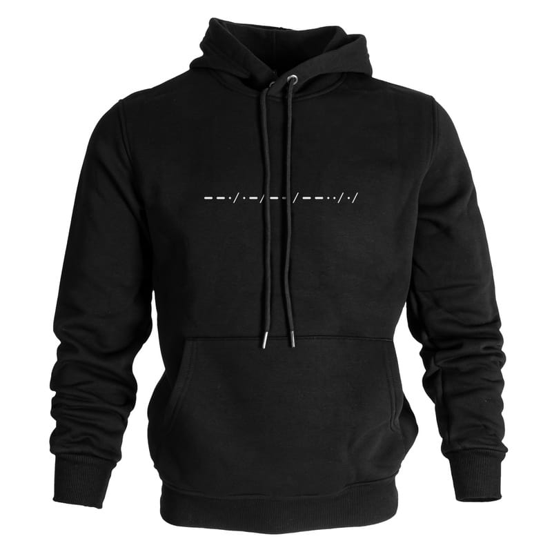 Mors Alfabesi Tasarımlı İsim Baskılı Kapşonlu Sweatshirt