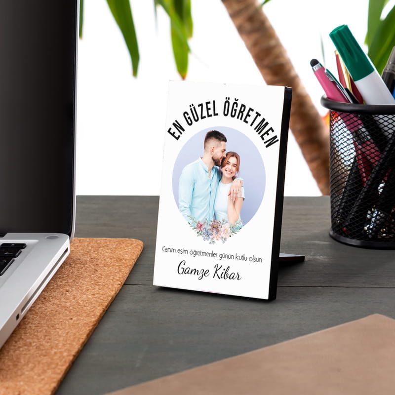 Öğretmen Eşe Hediye Fotoğraf Baskılı Masaüstü Ahşap Çerçeve