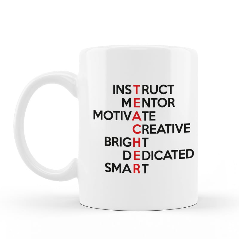 Öğretmenler Günü Hediyesi Teacher Kelime Tasarımlı Porselen Kupa