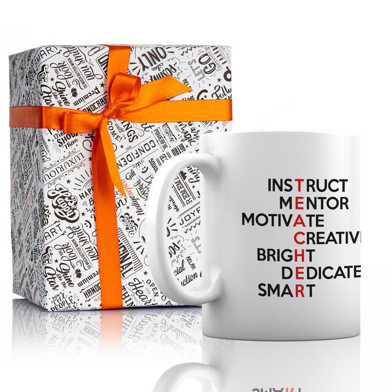 Öğretmenler Günü Hediyesi Teacher Kelime Tasarımlı Porselen Kupa