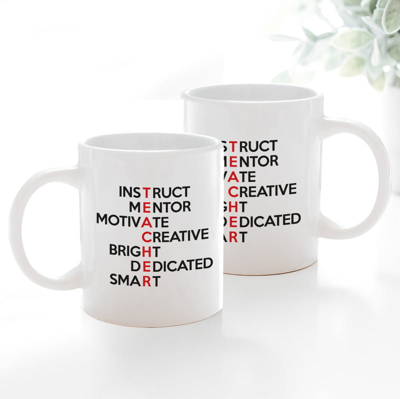 Öğretmenler Günü Hediyesi Teacher Kelime Tasarımlı Porselen Kupa