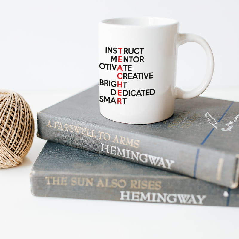 Öğretmenler Günü Hediyesi Teacher Kelime Tasarımlı Porselen Kupa