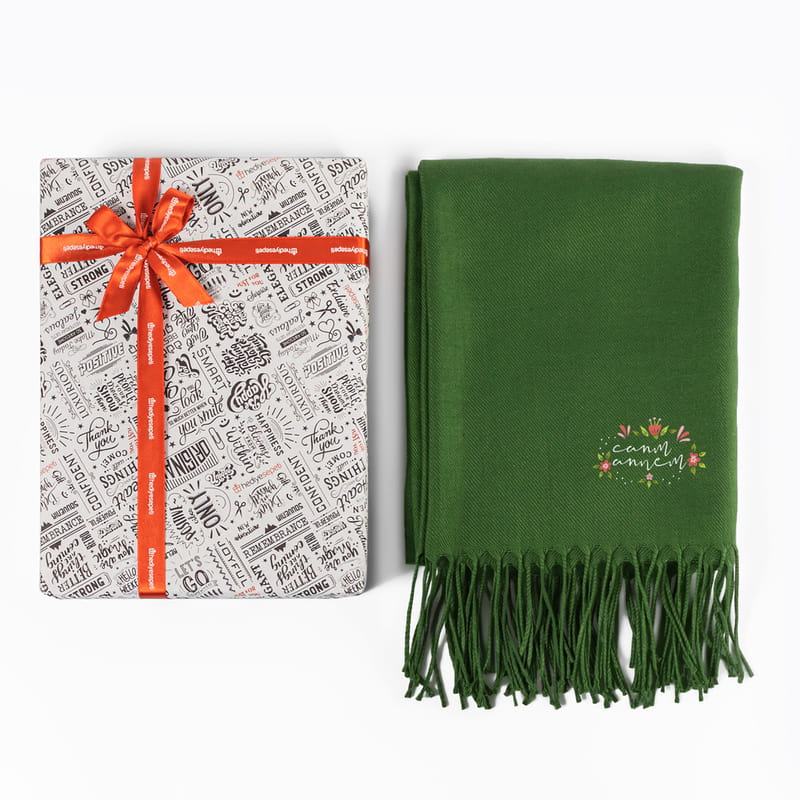 Renkli Çiçekler Canım Annem Mesajlı Dokulu Şal