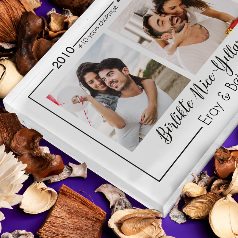 Sevgiliye Hediye 10 Years Challenge Fotoğraf Baskılı Akrilik Çerçeve