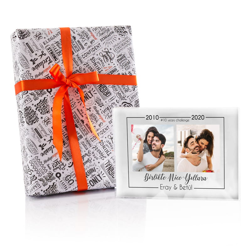 Sevgiliye Hediye 10 Years Challenge Fotoğraf Baskılı Akrilik Çerçeve