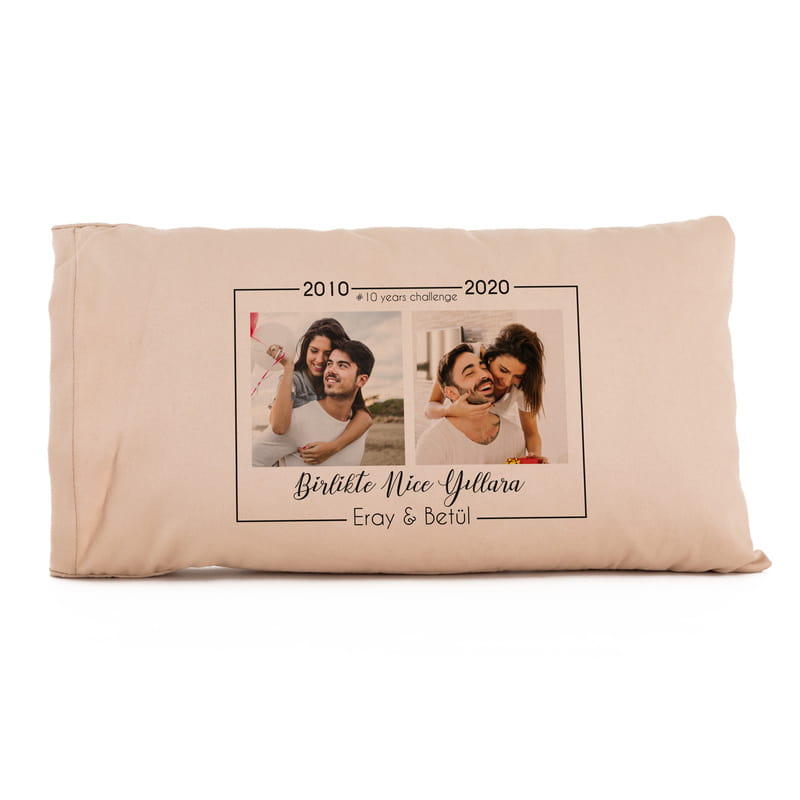 Sevgiliye Hediye 10 Years Challenge Fotoğraf Baskılı Yastık
