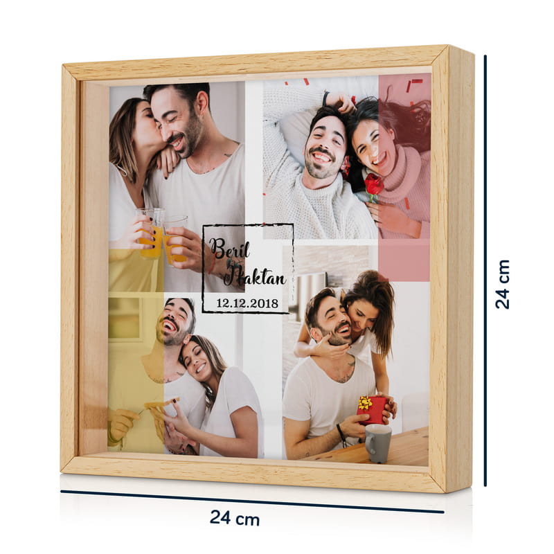 Sevgiliye Hediye Fotoğraf Baskılı Ahşap Kumbara Kutusu