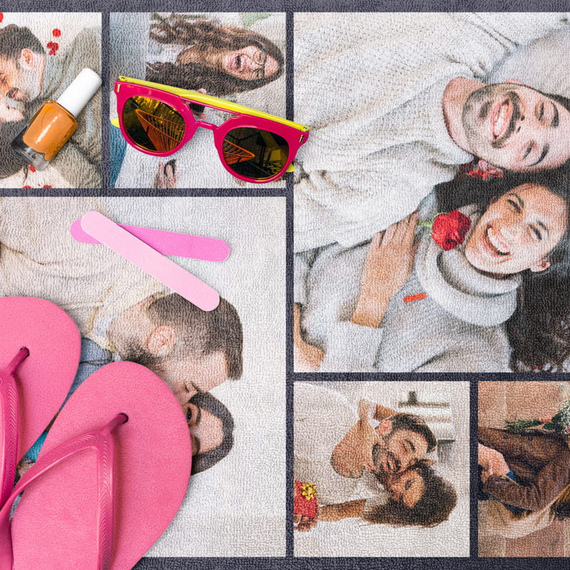 Sevgiliye Hediye Fotoğraf Kolajlı Plaj Havlusu