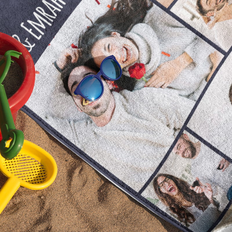 Sevgiliye Hediye Fotoğraf Kolajlı Plaj Havlusu