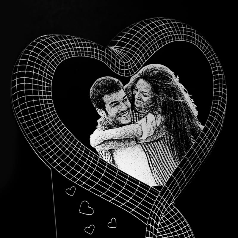 Sevgiliye Hediye Kalp Fotoğraflı 3 Boyutlu Led Lamba